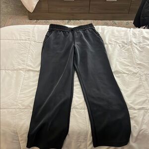 Black Satin Wide-Leg Pants